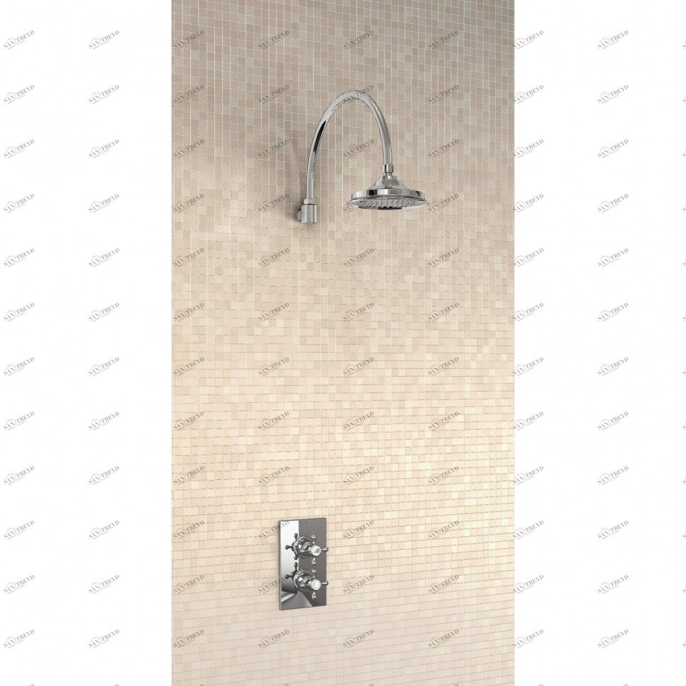 Душевая стойка с встроенным термостатом на 1 выпуск, верхняя лейка 6' [H30-CL] Claremont Burlington V1, V1, V16, V20, V34 