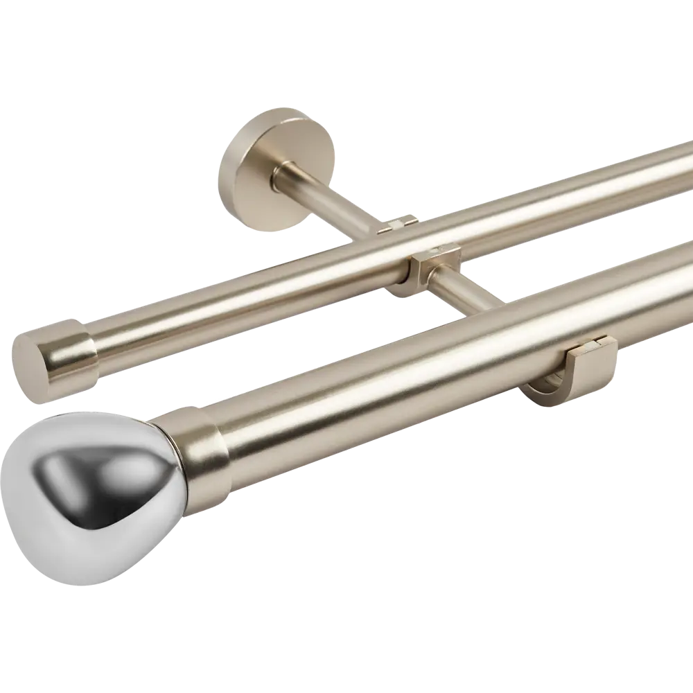Настенный карниз раздвижной двухрядный Glint d25/28 мм 200-360 см металл цвет никель 89440708 STLM-2179606 Santreyd 