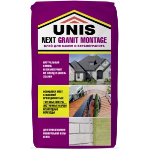 Клей для камня и керамогранита Unis Next Granit Montage, 25 кг