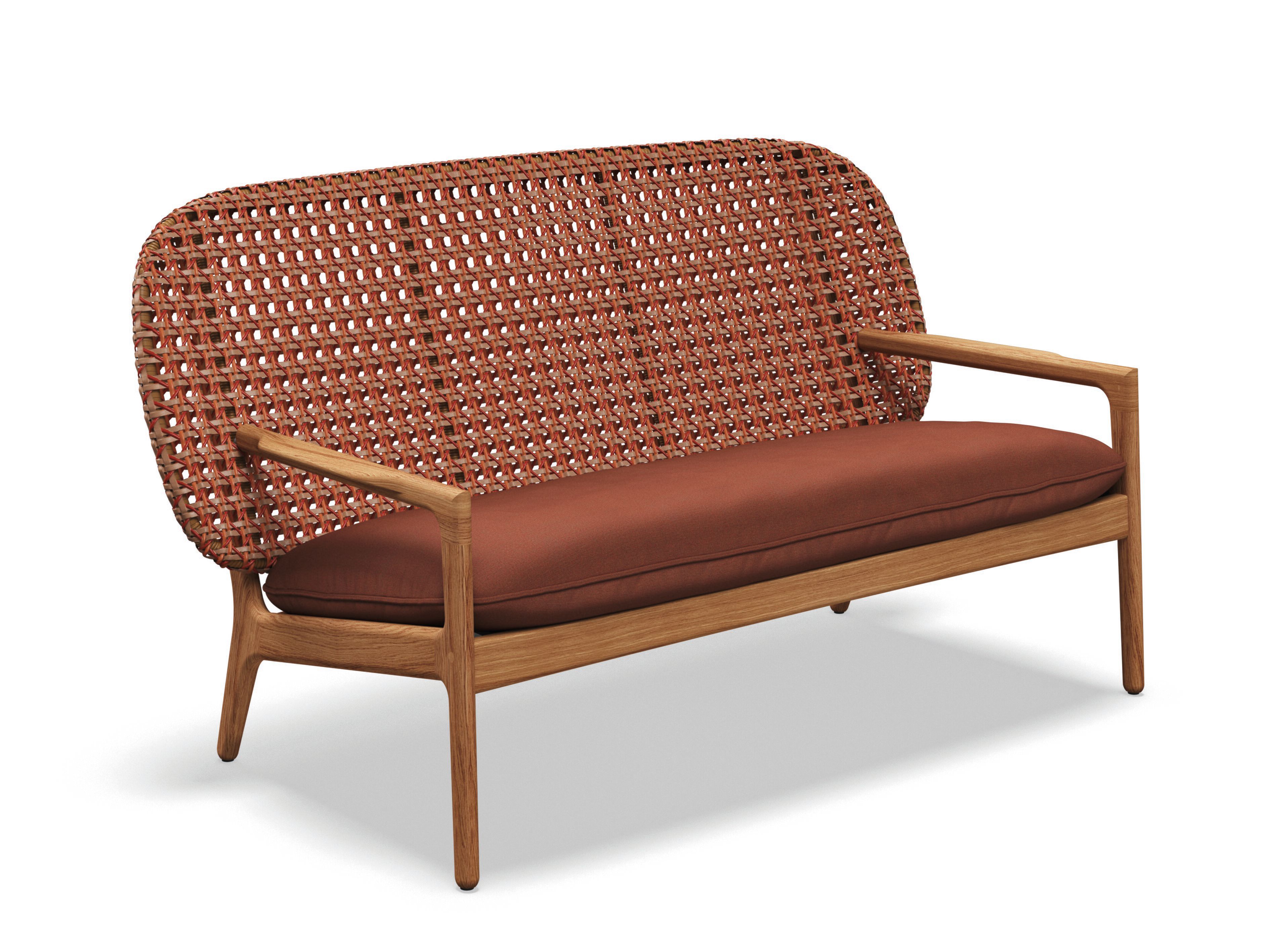 Плетеная и тиковая садовая скамейка с подлокотниками и спинкой Gloster ARCH-00080771