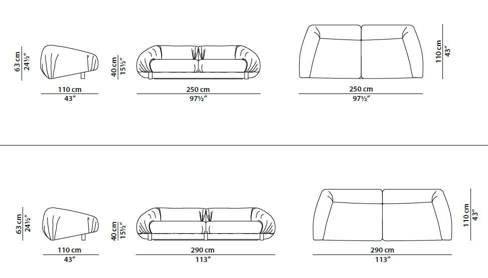 Кожаный линейный диван Baxter FOLD ARCH-00112033 - Вид №11