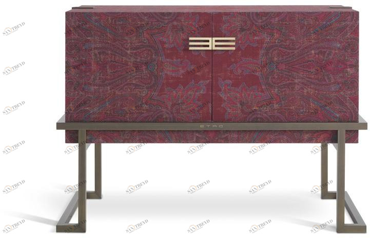 ETRO Home Interiors Комод с распашной дверцей из металла и ткани Kolkata sun-id-1425269