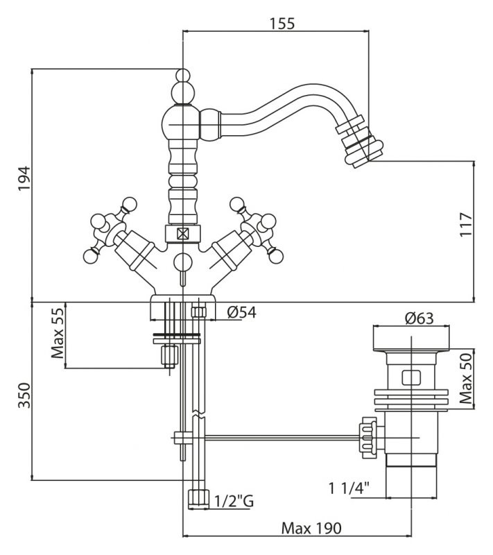 Смеситель для биде CEZARES LORD-BS2-02 - Вид №1