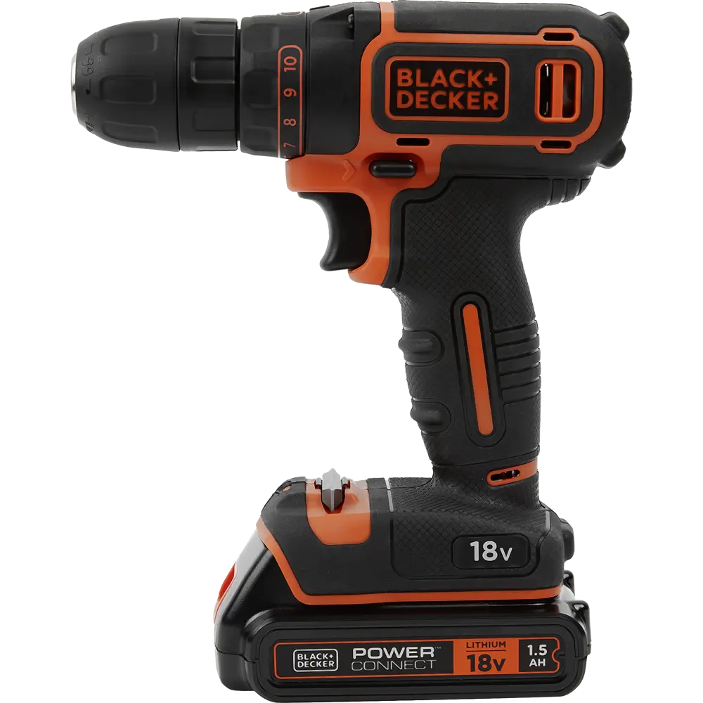 Дрель-шуруповёрт Black&Decker BDCDC18KB-QW, 18В Li-Ion 2x1.5Ач 19335491 STLM-2003175 BLACK + DECKER  - Вид №1