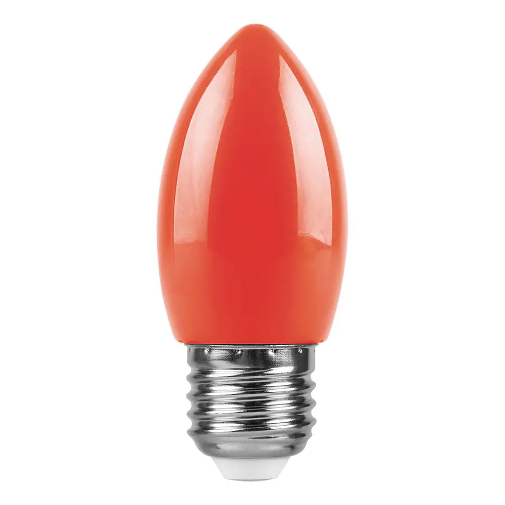 Лампа светодиодная Feron E27 LB-376 230 В 1 Вт свеча красный цвет света STLM-2057299