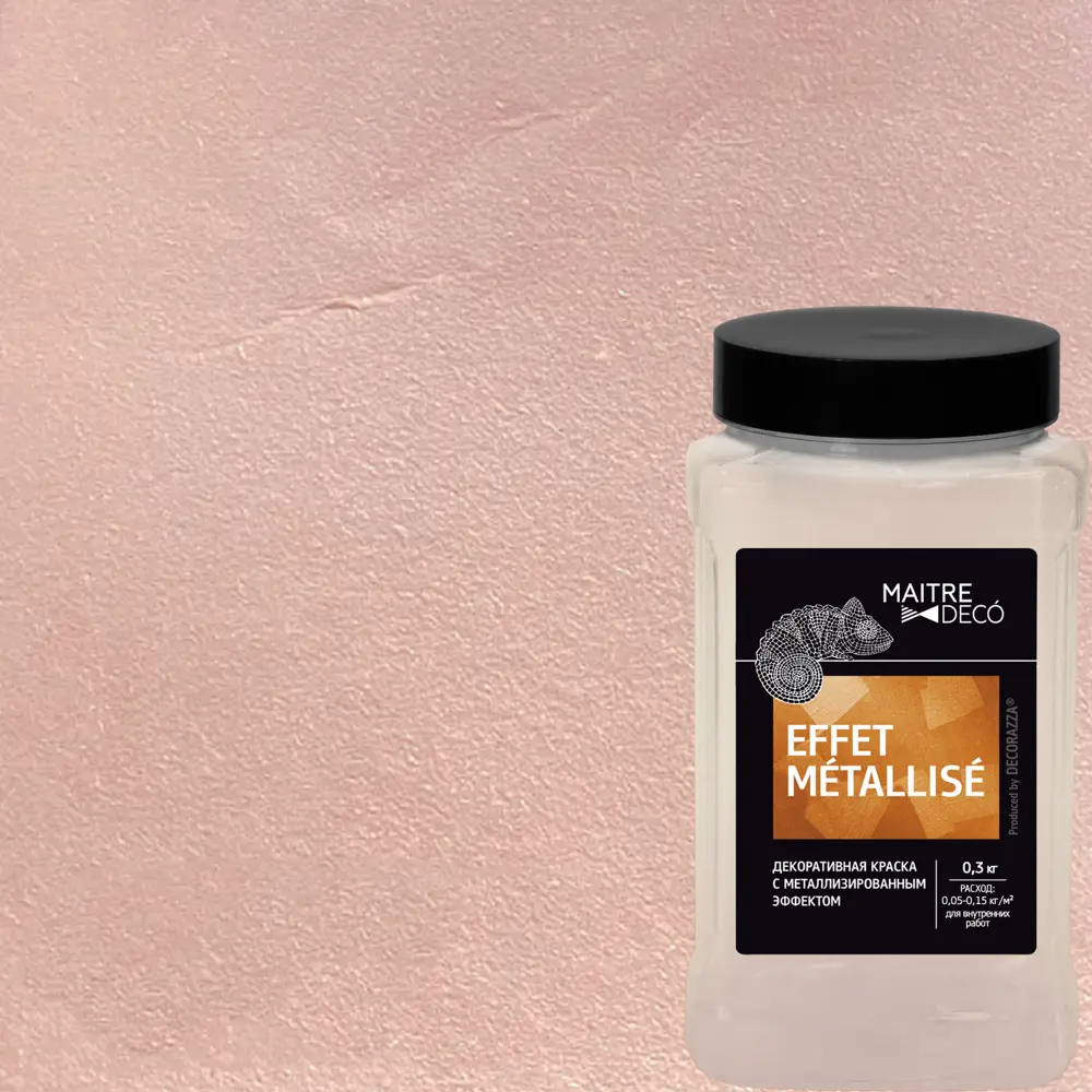 MAITRE DECO Декоративная краска Metallise Rose с металлическим блеском 0.3 кг 82891086