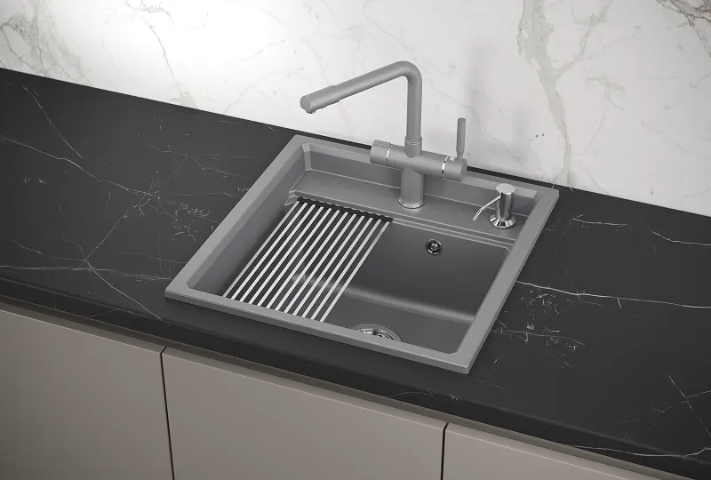 KS-5002, АЛЮМИНИУМ кухонная мойка, кварц GRANULA 5002-ST295