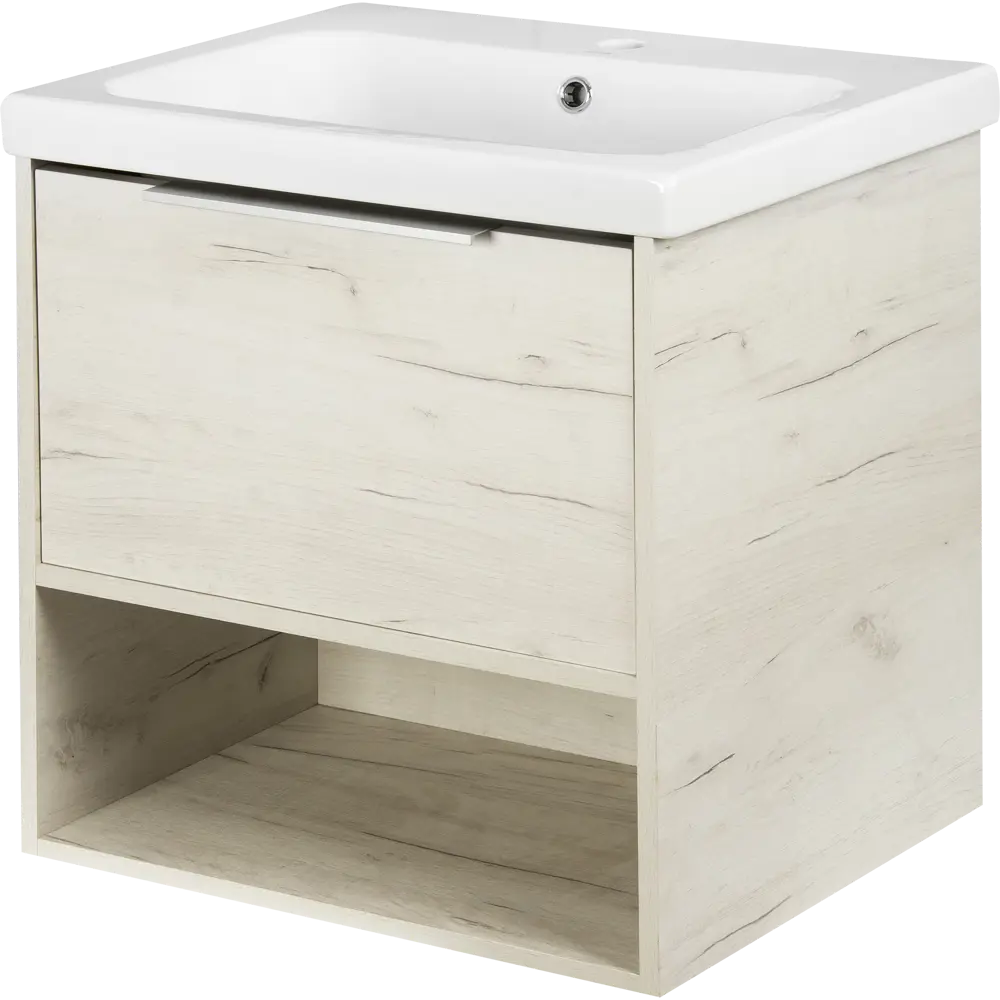 Тумба под раковину подвесная «Дана» 60 см цвет дуб крафт бежевый SANFLOR STLM-2161648 - Вид №1