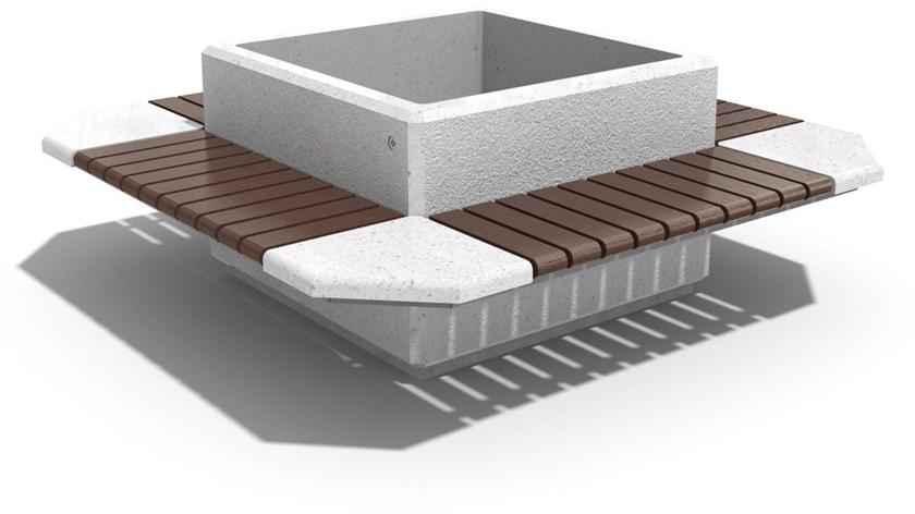 ENCHO ENCHEV - ETE Бетонная скамейка со встроенной сеялкой и спинкой  225  - Вид №1