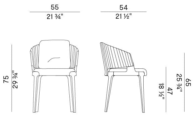 Ткань сад мягкий стул с подлокотниками Potocco ARCH-00076558 - Вид №5