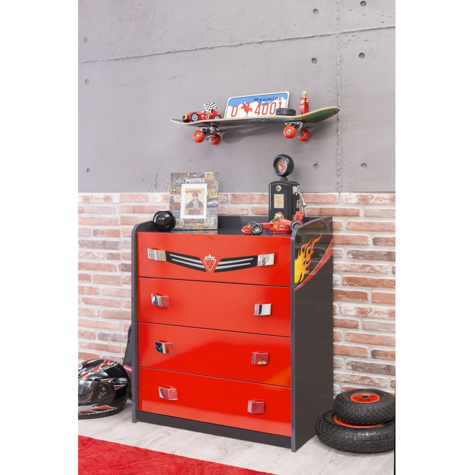 Комод детский красный с 4 ящиками Champion Racer CILEK CHAMPION RACER 00-3832236 Черный;красный Santreyd  - Вид №2