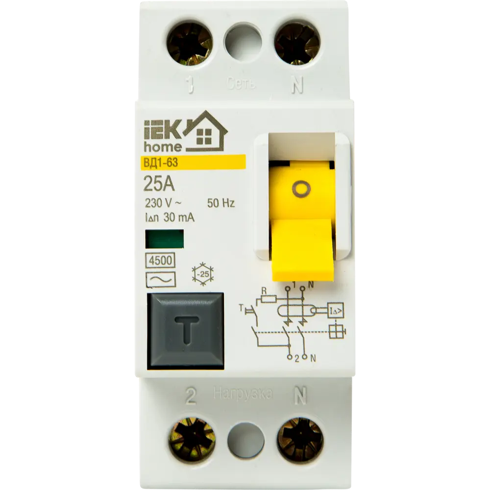 IEK Home УЗО ВД1-63 - защита от токов утечки для дома 18072571 STLM-0009417 - Вид №1