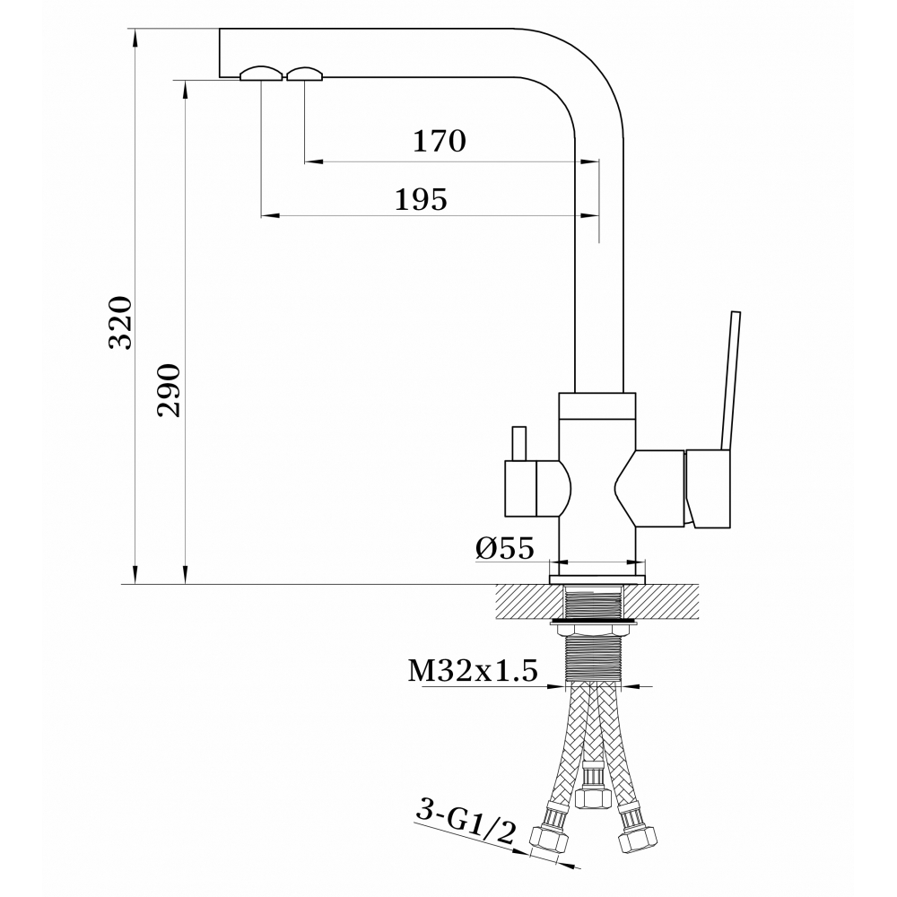 GZ 16025D Смеситель для кухни с подключением к фильтру с питьевой водой Ganzer Бронза Ganzer Германия 13983 - Вид №2