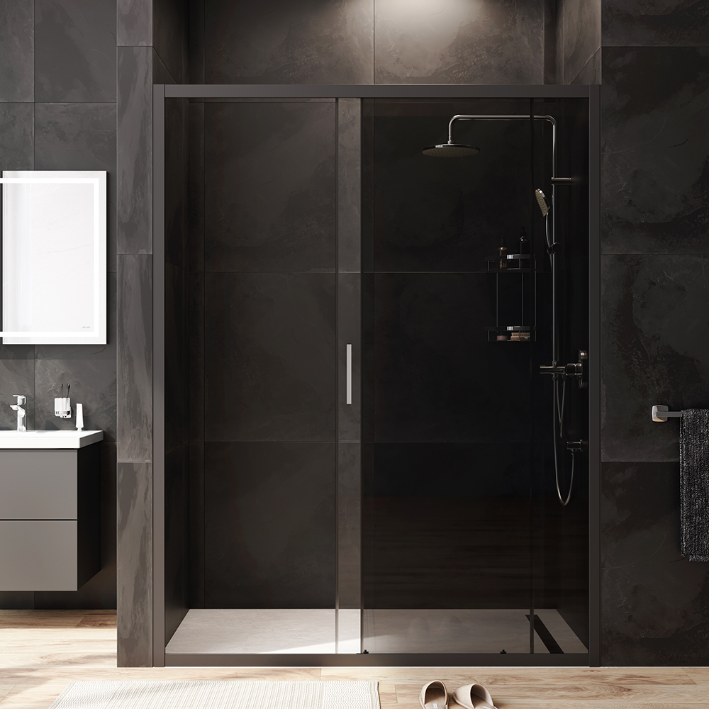W90G-150-1-195BG Solo Дверь душевая 150х195 стекло тонированное профиль черный матовый AM.PM Gem - Вид №2