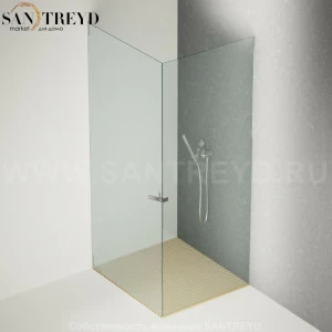 Душевое ограждение FLAT D подрезаемое, стеклянная с дверью прозрачная перегородка с поддоном из светлого дуба. Размеры: глубина от 70 до 100 см, длина от 70 до 95 см