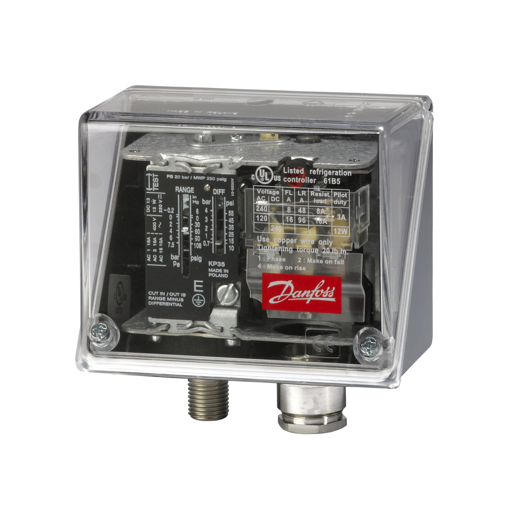 Danfoss KPI — реле давления для общепромышленного применения Реле давления KPI 36, 4-12 бар, 0,5-1,6 060-118966  - Вид №25