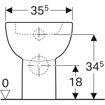 213010000 Напольный унитаз вертикальный смыв Geberit Renova, горизонтальный выпуск, полузакрытая форма Geberit  - Вид №3