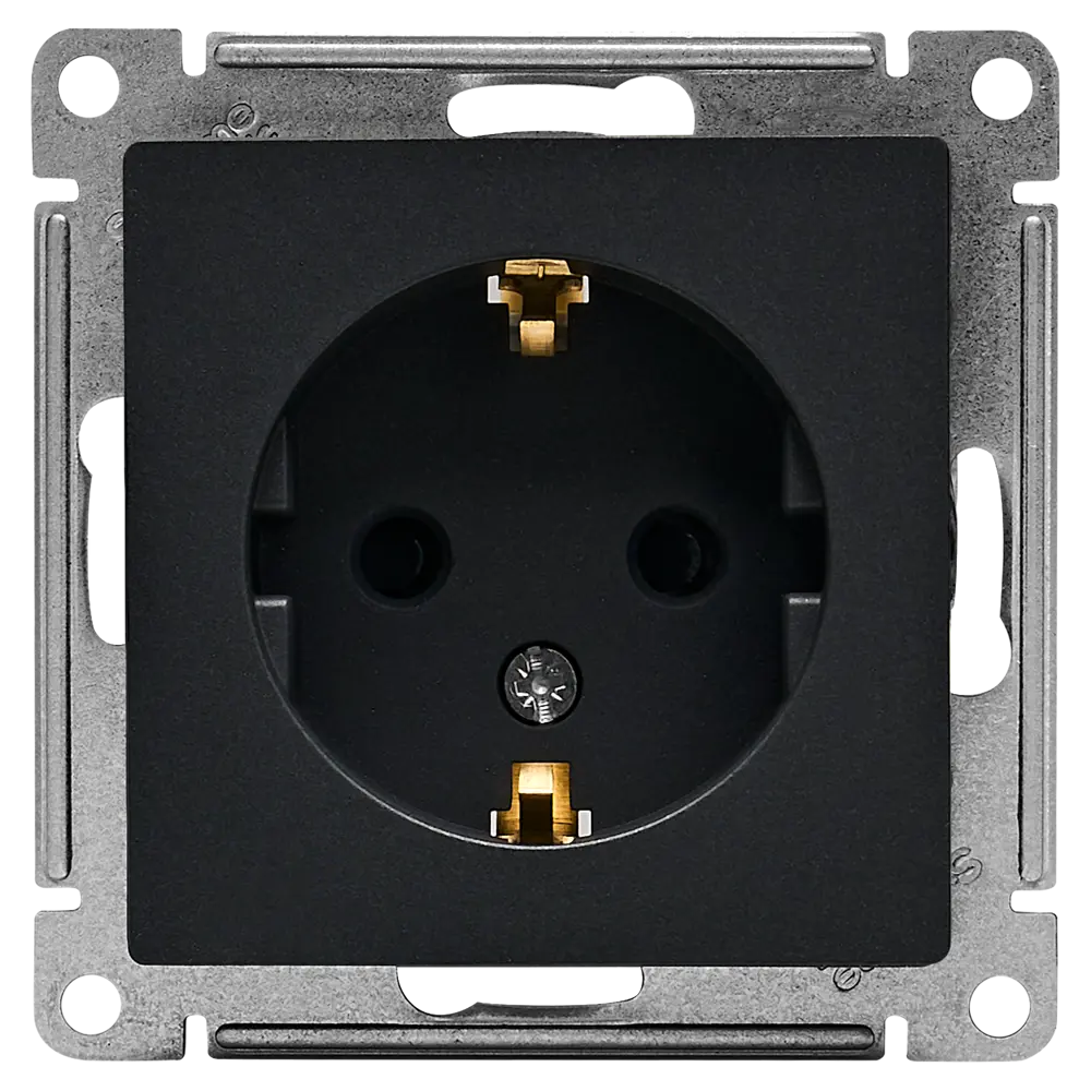 Розетка встраиваемая Systeme Electric AtlasDesign с заземлением со шторками цвет базальт STLM-2076782