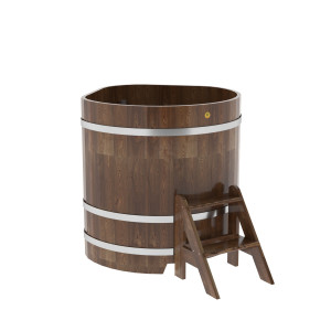 1567 Купель угловая из сращенных ламелей лиственницы 1,03х1,03х1,1 морёная Alyarus