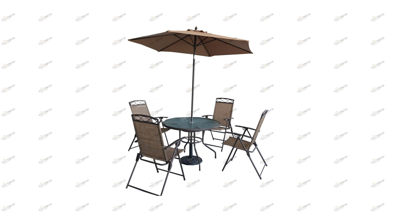 Мебель для дачи коричневая с зонтом на 4 персоны Garden1 IMPEX  040350 Коричневый 