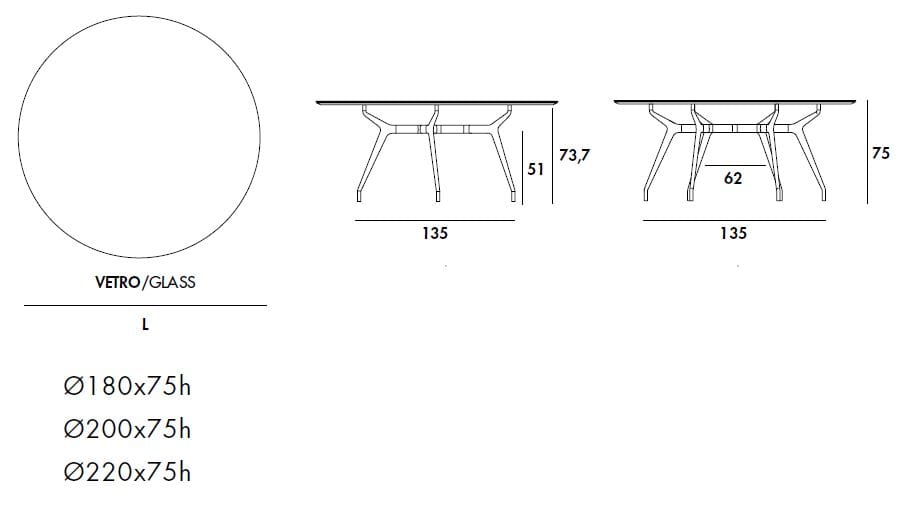 Круглый обеденный стол из алюминия и стекла Sovet Italia Arkos ARCH-00110239 - Вид №2