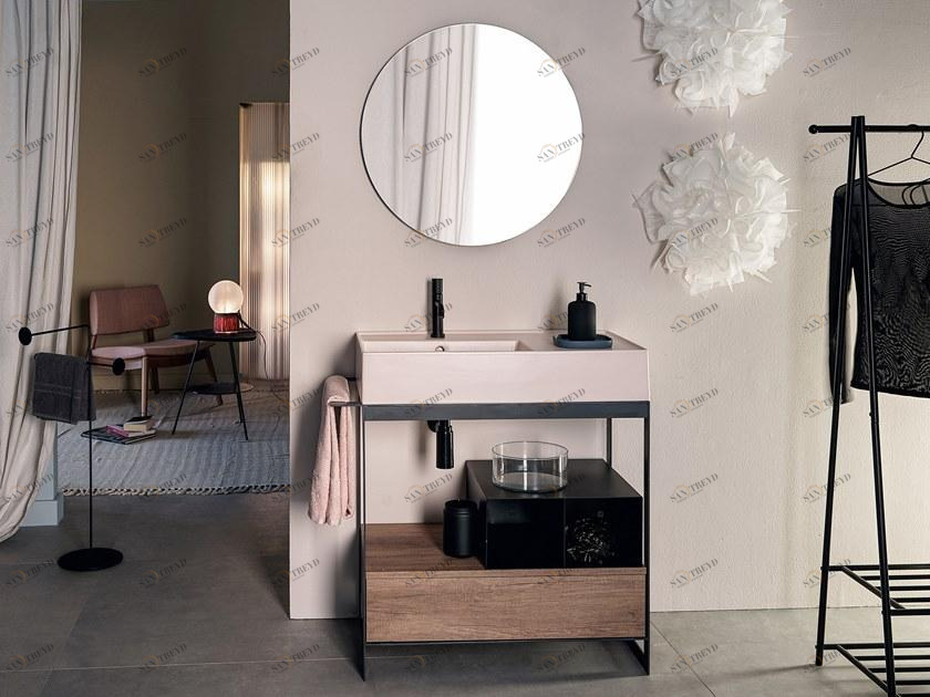 Scarabeo Ceramiche Тумба под умывальник из металла с вешалкой для полотенец Solid sun-id-1377566