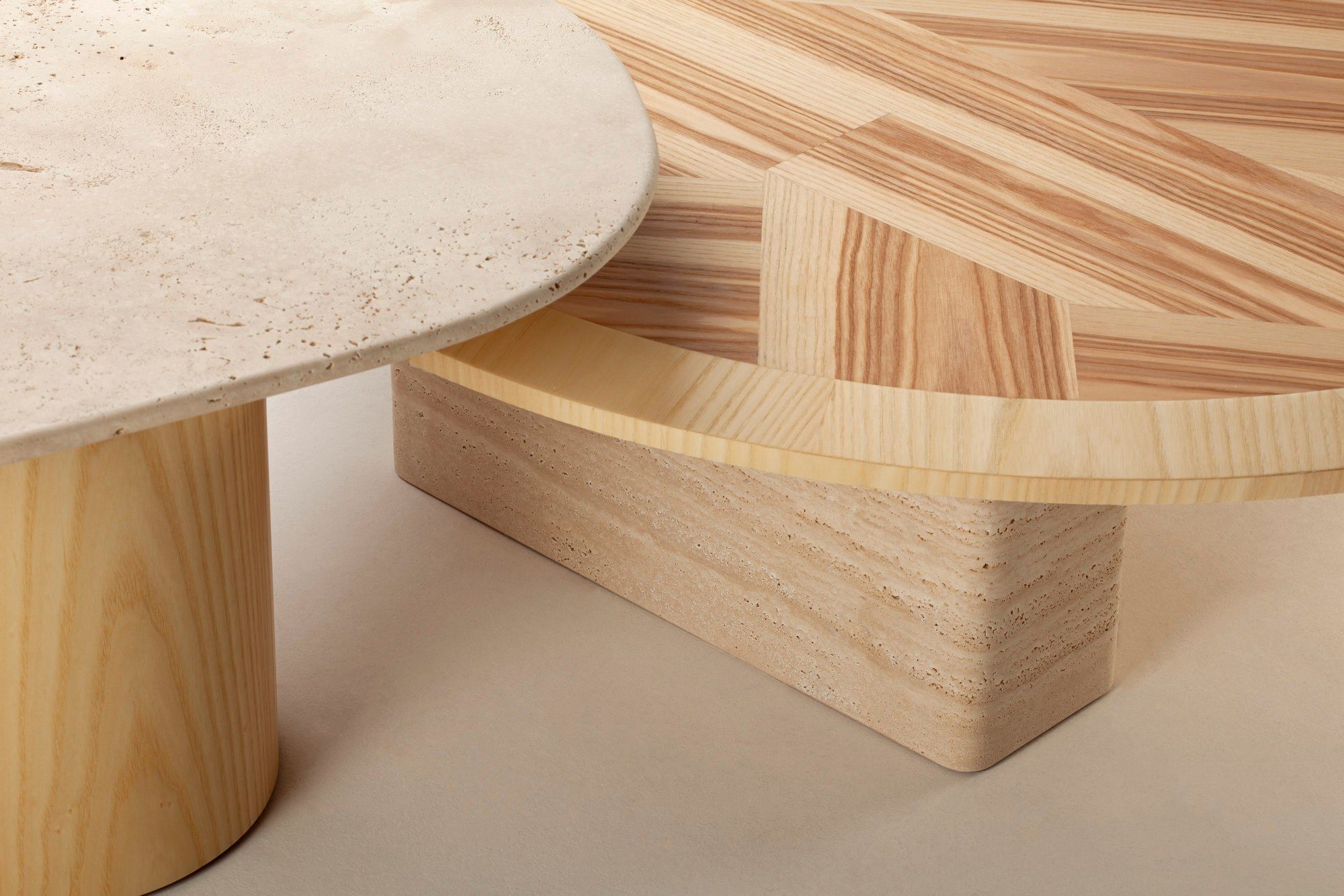Набор журнальных столиков из ясеня и травертина DOOQ L'anamour ARCH-00064764 - Вид №5