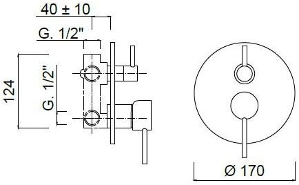 Rubinetteria Giulini Смеситель для душа с переключателем Futuro F6513-4 - Вид №1