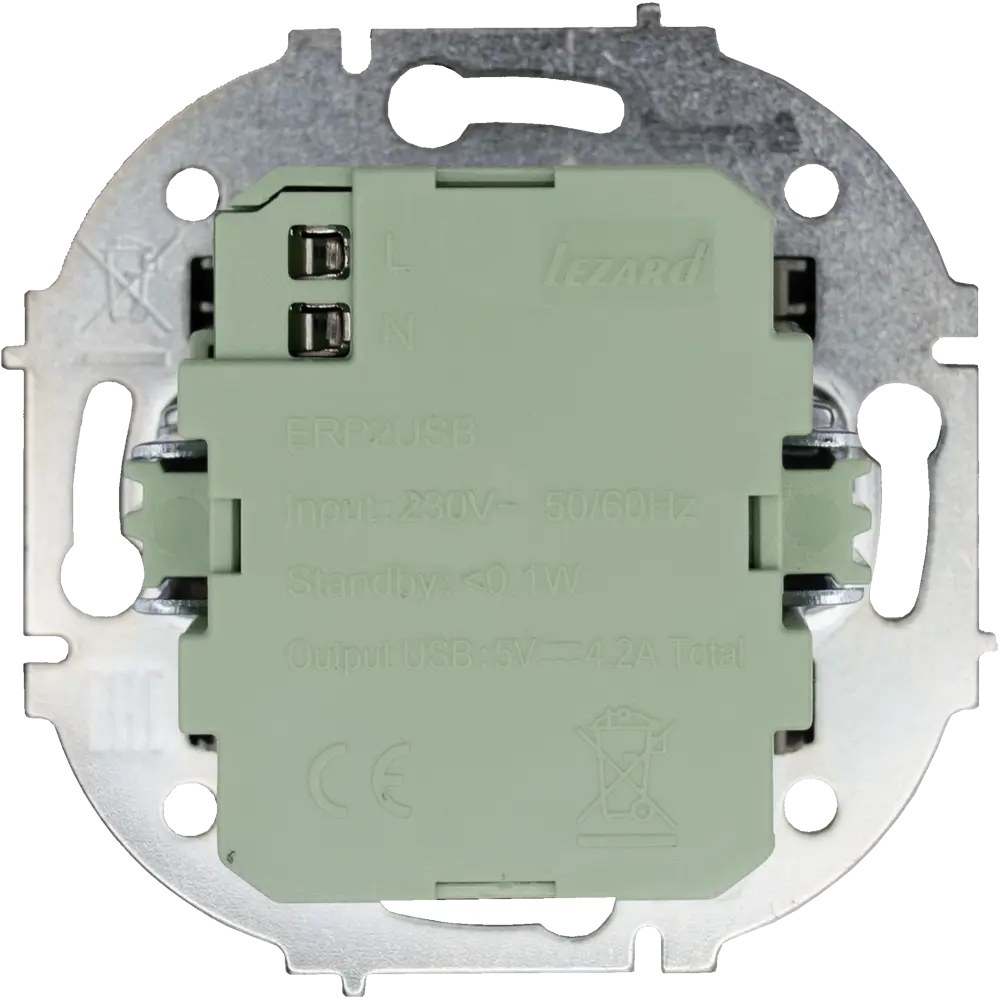Розетка двойная USB встраиваемая Osen цвет черный LEZARD STLM-2056741 - Вид №2