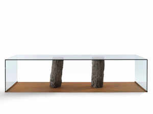 Прямоугольный стол из дерева и стекла