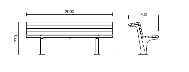 Стальная скамья со спинкой Studio Città VERSATILITY TUBES ARCH-00071648 - Вид №2