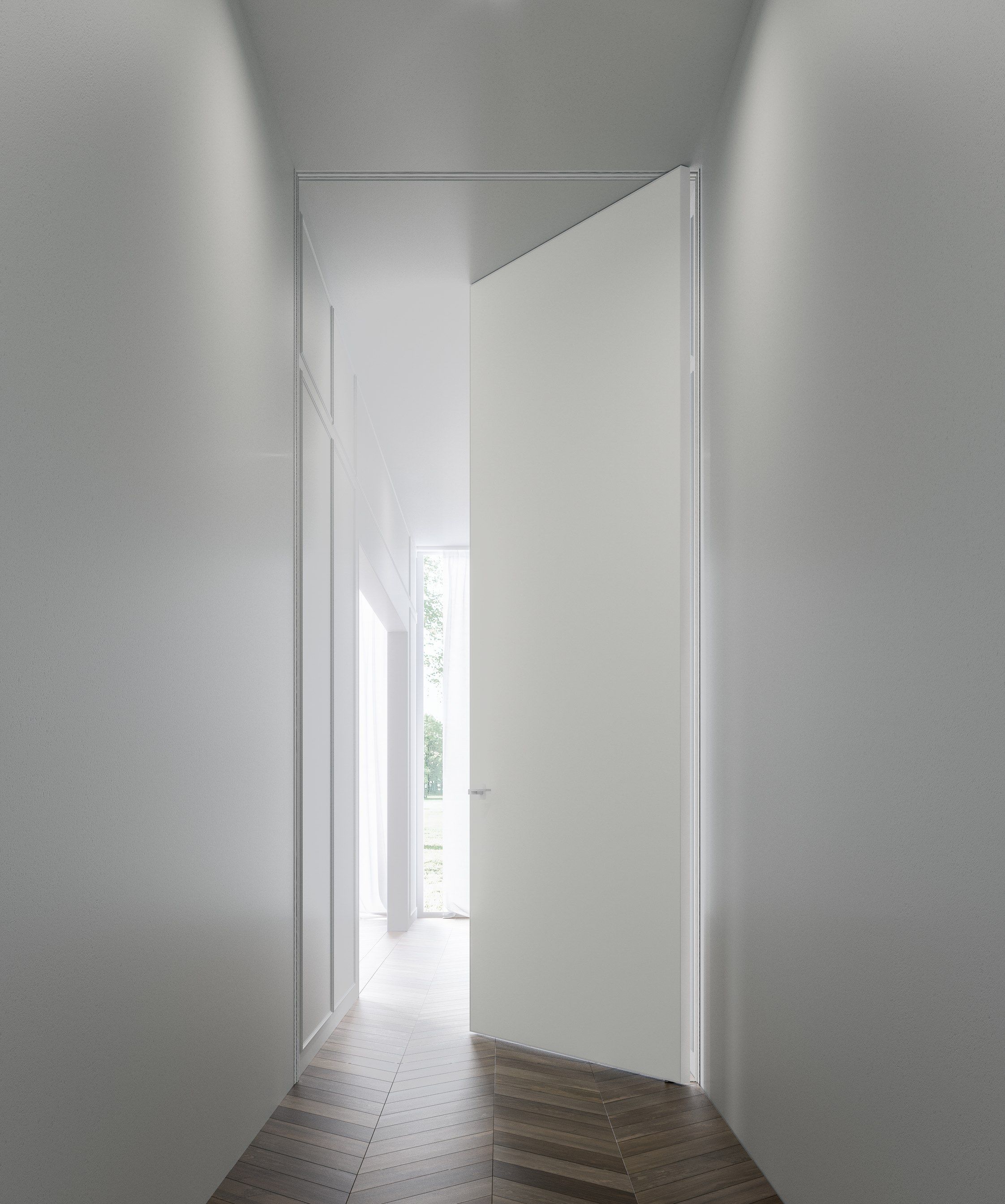 Зеркальная стеклянная поворотная дверь ADL плоская ARCH-00131356 - Вид №3