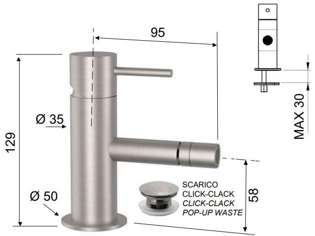 Remer Rubinetterie Смеситель для биде из нержавеющей стали с регулируемым изливом X style inox sun-id-1357577 - Вид №1