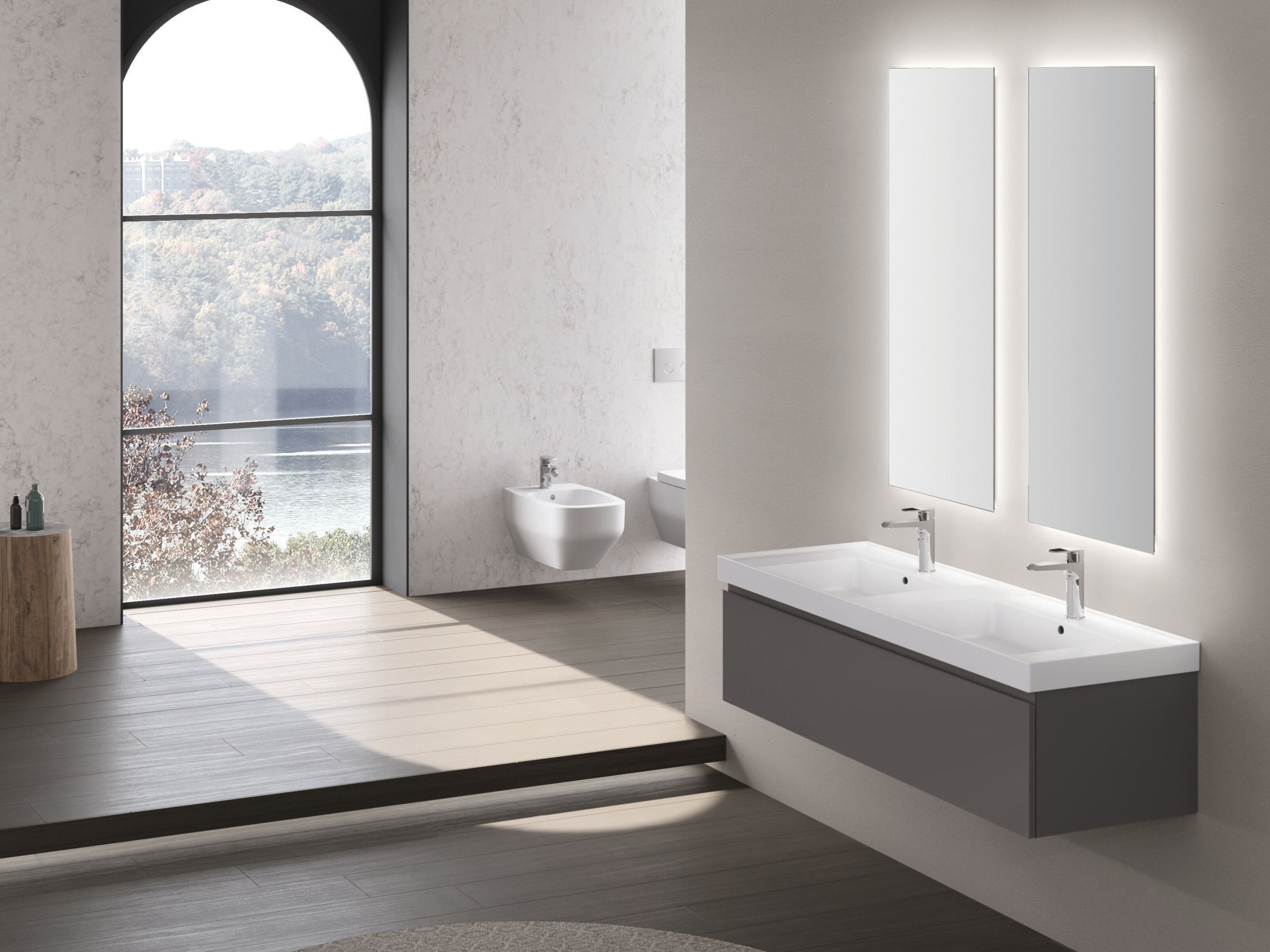 Двойной подвесной туалетный столик с зеркалом Gruppo Geromin Vera Plus ARCH-00079713