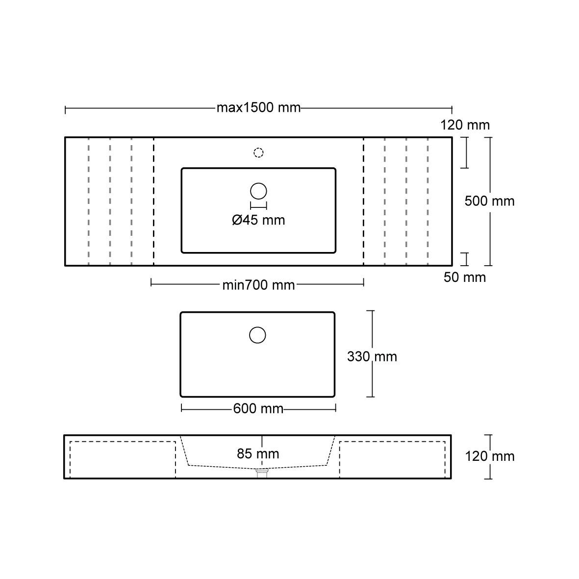 Бетонная одиночная прямоугольная раковина URBI et ORBI PLURA UNI ARCH-00138512 - Вид №5