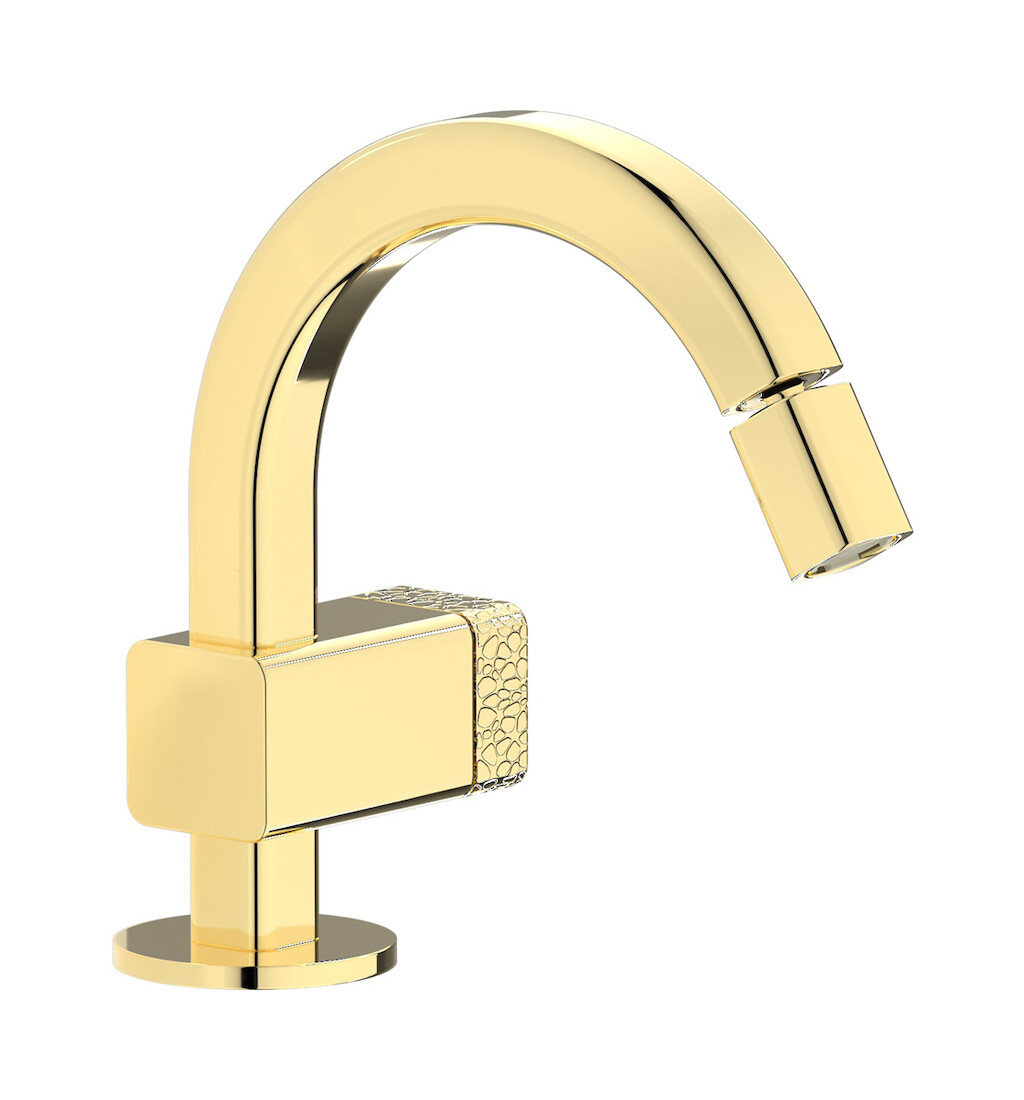 Прогрессивный смеситель для биде на 1 отверстие в комплекте с донным клапаном. WE ARE IB eo220ii_2 Pale Gold Elio