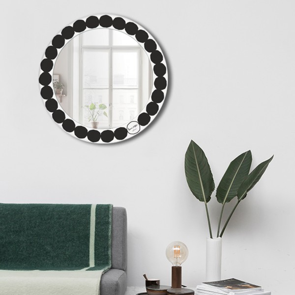 Зеркало круглое с черным принтом диаметр 44 см Sarpi BONESSI НАСТЕННЫЕ 132412 Черный  - Вид №1