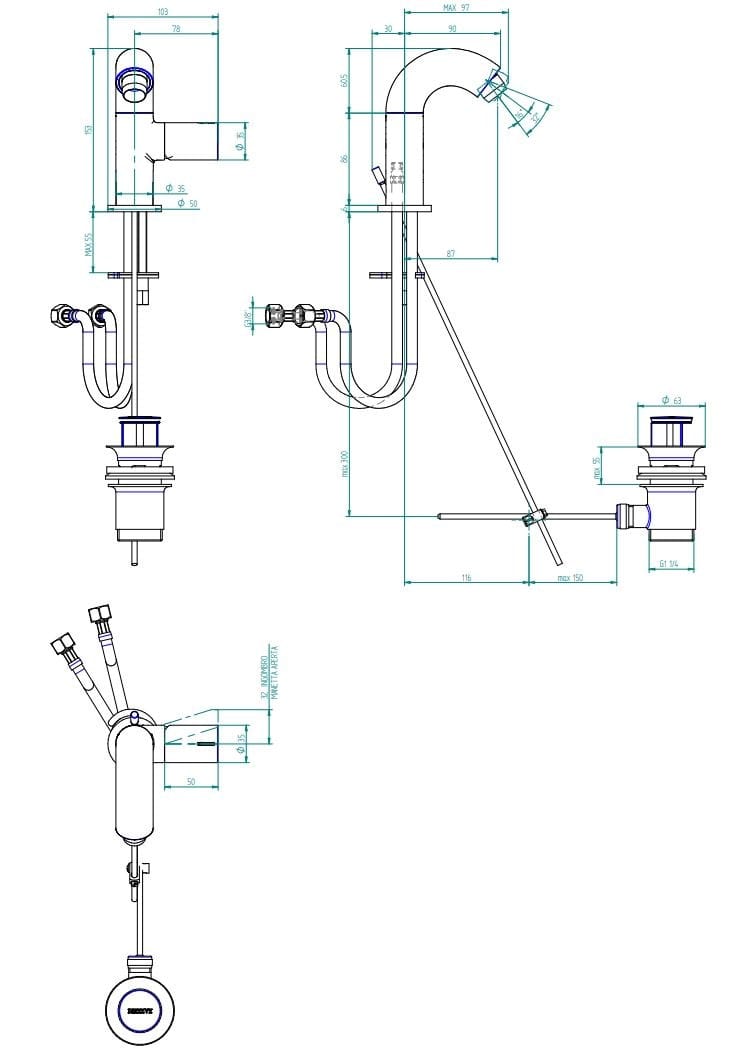 Смеситель для биде с одной ручкой Zazzeri Pop ARCH-00132507 - Вид №2