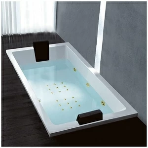 Ванна Gruppo treesse Quadra 181 V071N-SX-GD белая с золотой фурнитурой и гидромассажем и аэромассажем прямоугольная встроенная левая