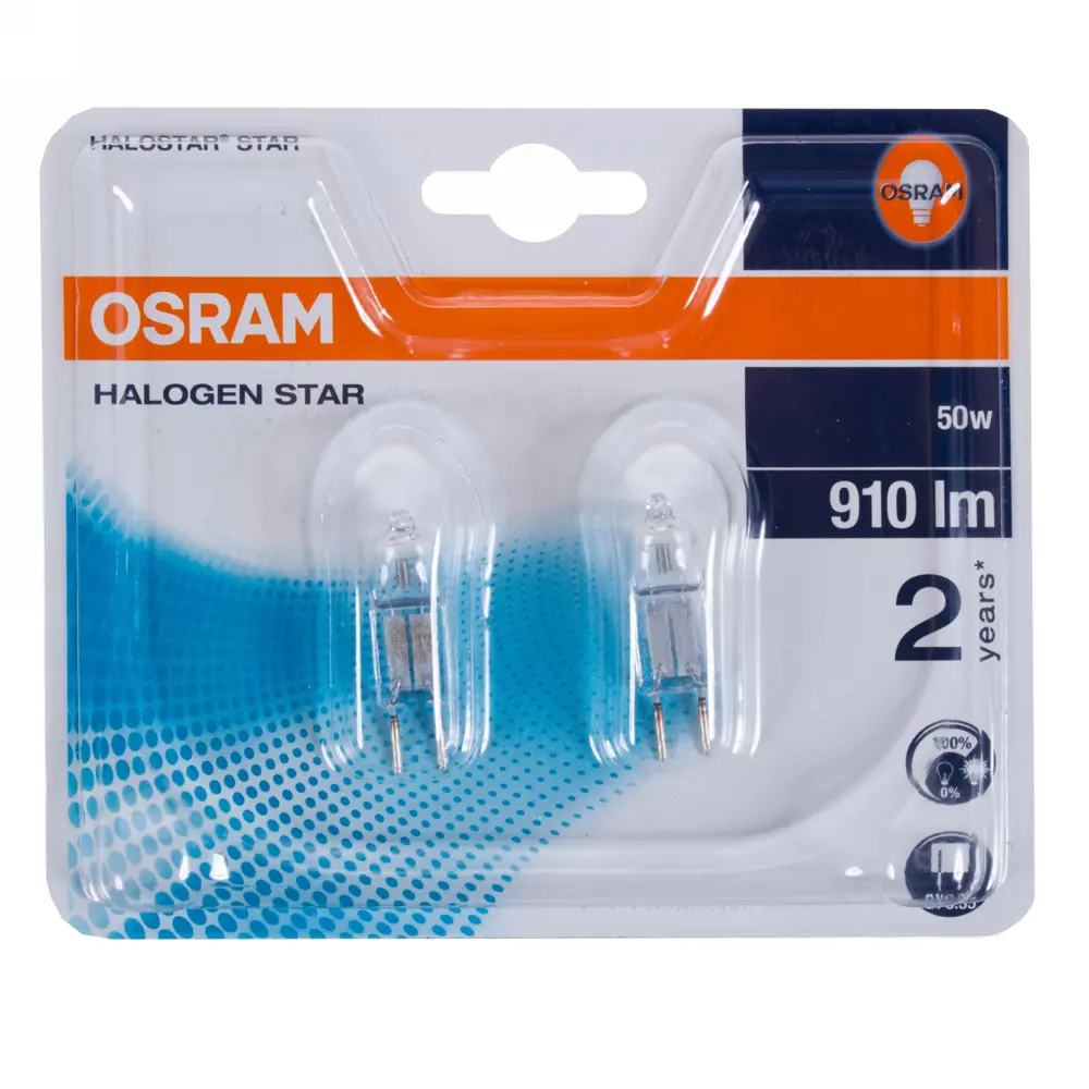 Набор галогенных ламп Osram GY6.35 50 Вт 12 В свет тёплый белый 2 шт STLM-2090428 - Вид №1