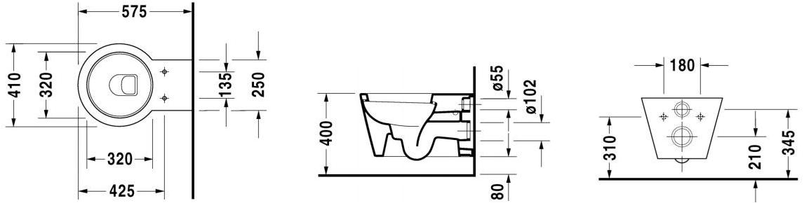 021009 Подвесной унитаз настенный Белый Duravit Starck 1 Германия - Вид №3