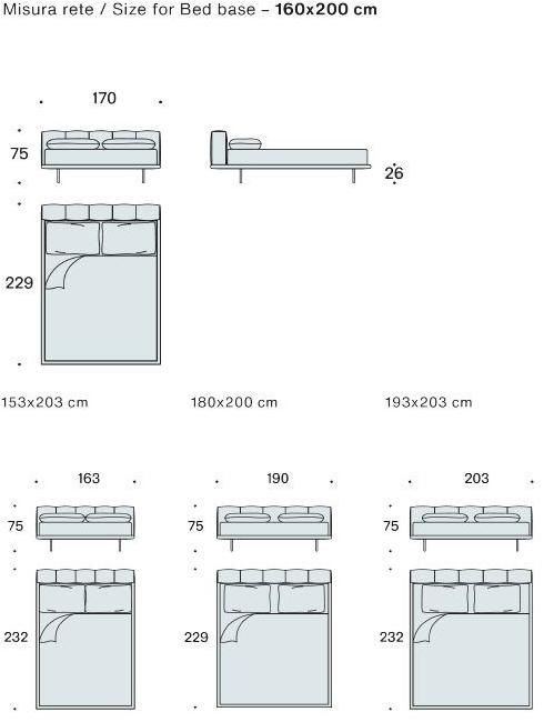 Saba Italia Двуспальная кровать из ткани с мягким изголовьем Pixel sun-id-1429641 - Вид №5