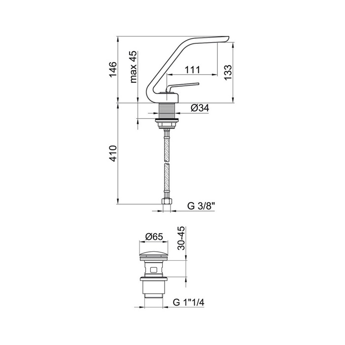 WO830102564 Смеситель для раковины Webert Wolo  - Вид №3