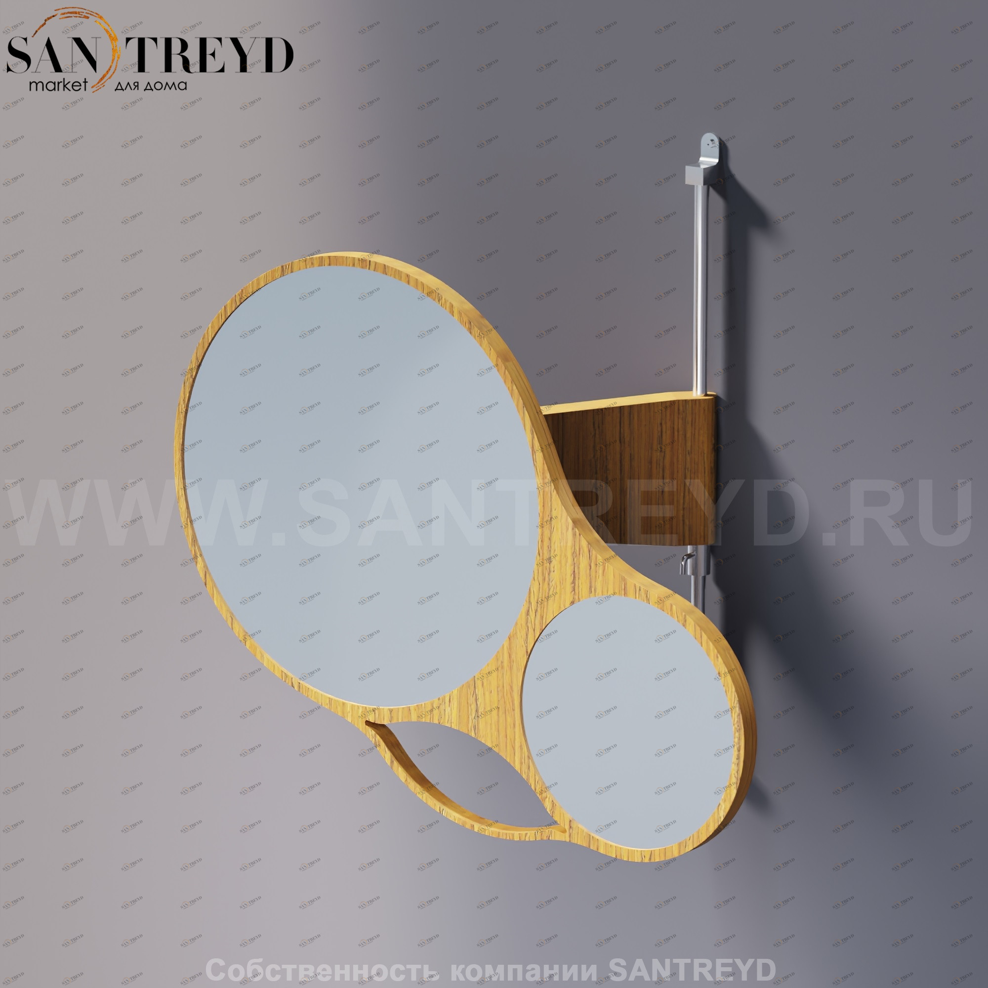 Agape SPIN Регулируемое зеркало в раме из фанеры под тик ASPE013PT