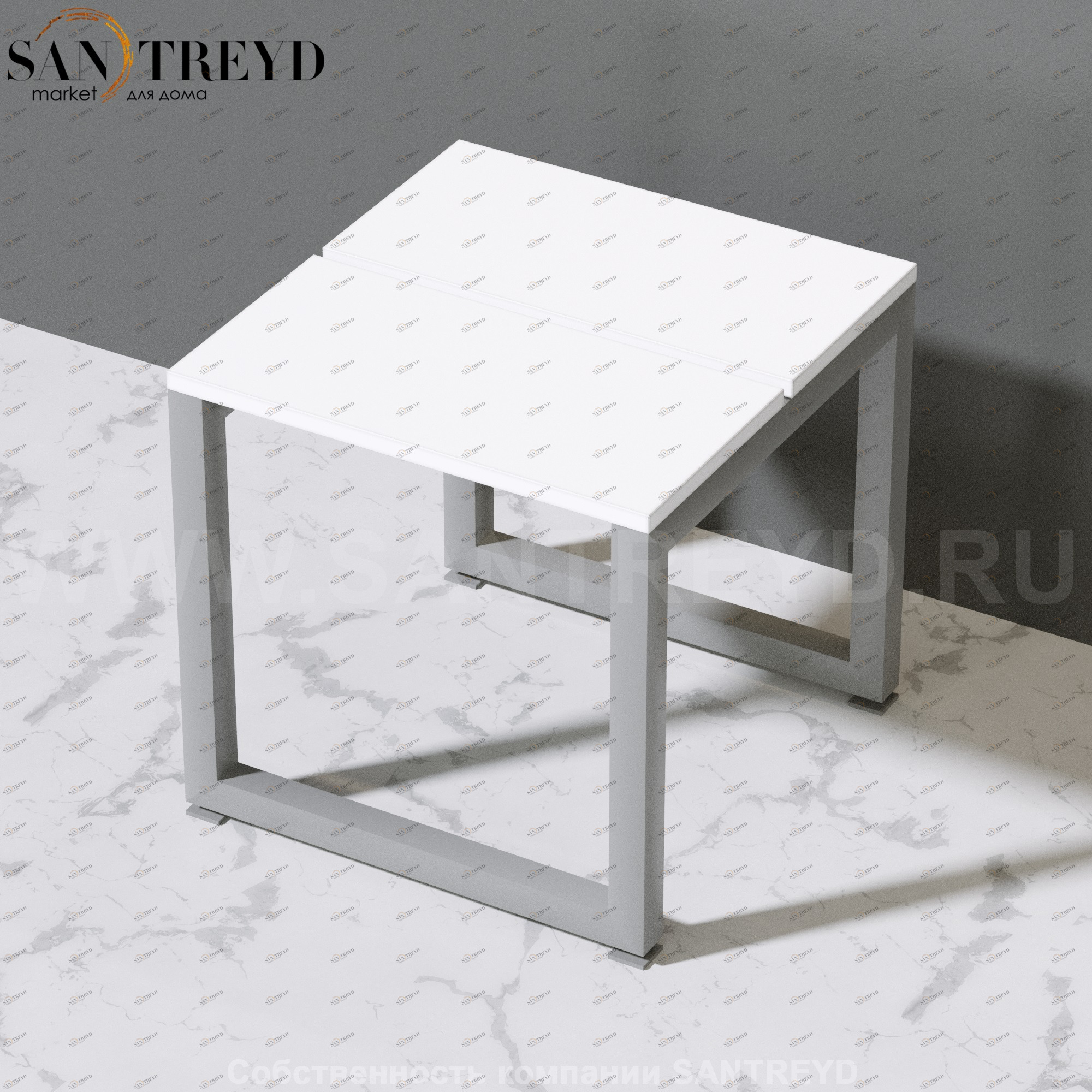 Effegibi LINEA ALU Скамейка 2 сегмент на регулирумых ножках белая HA65000034