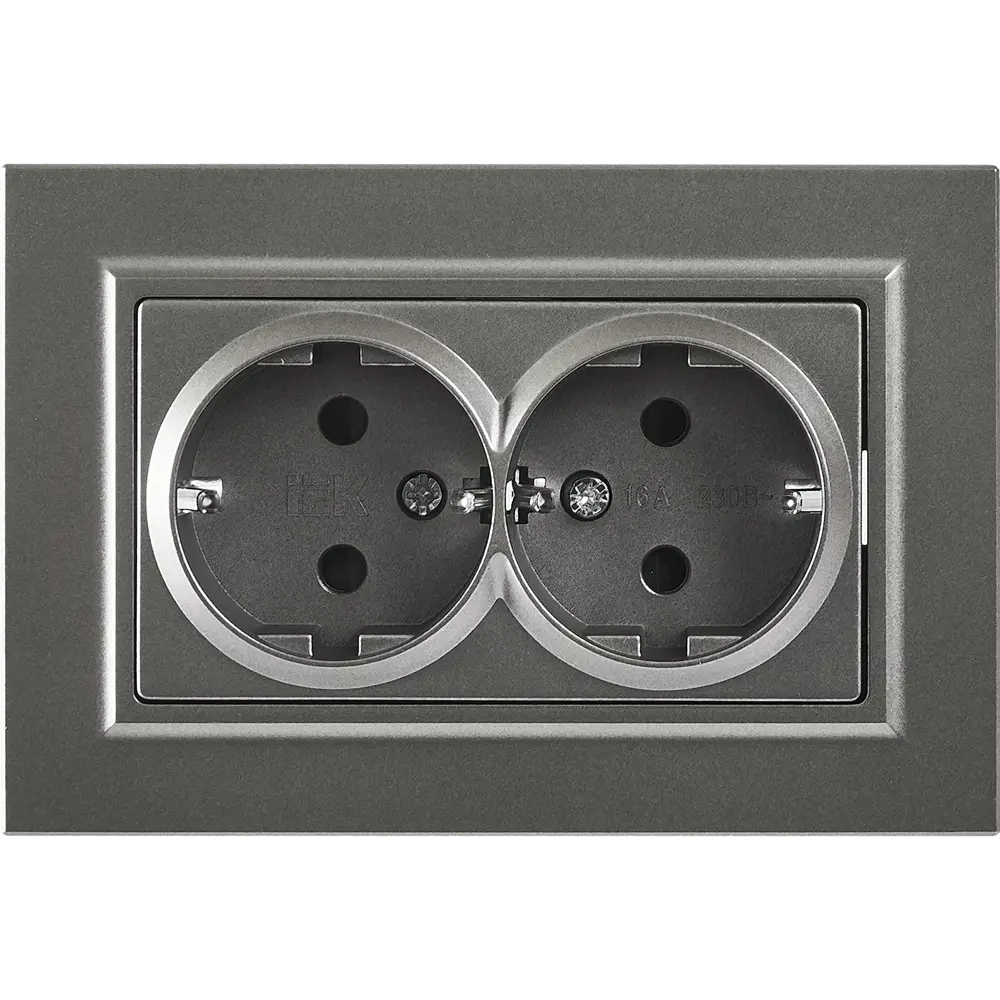IEK Brite - двойная розетка с защитными шторками и заземлением 87761621 STLM-1107137