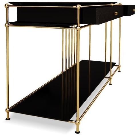 Porustudio Лакированная прямоугольная деревянная консоль с ящиками Vegas sun-id-1357413 - Вид №2