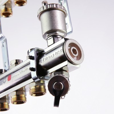 VTc.594.EMNX.0705 Коллекторный блок латунный c термостатическими и балансировочными клапанами Valtec 1 1/4", 5 x 3/4", "евроконус"  - Вид №7