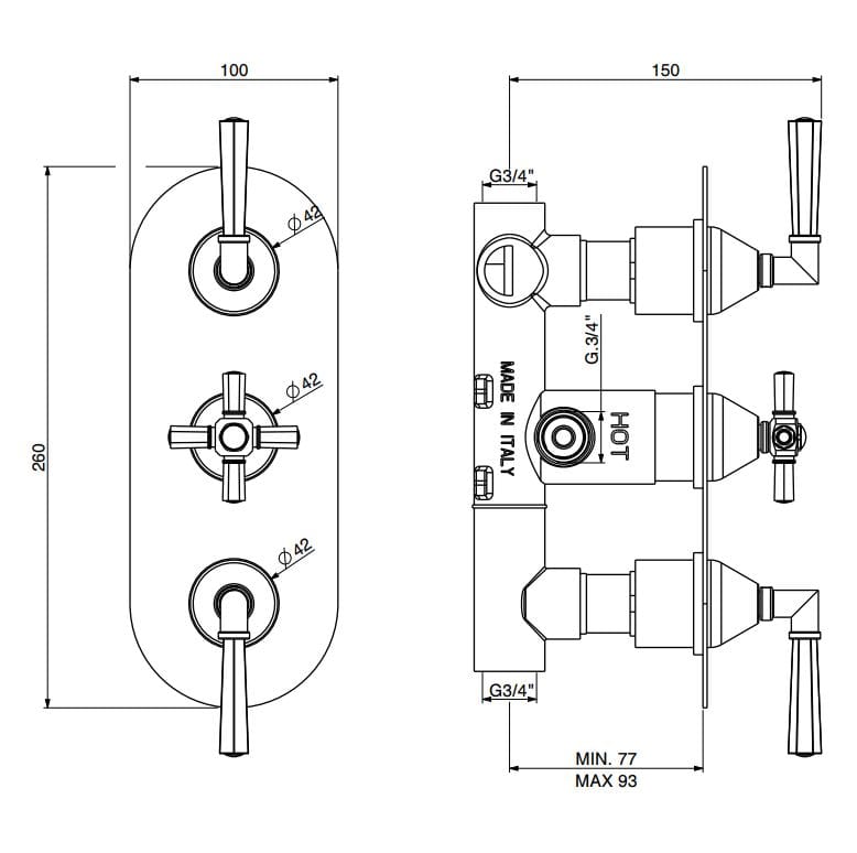 Встраиваемый термостатический смеситель для душа GATTONI TRD ARCH-00122645 - Вид №2