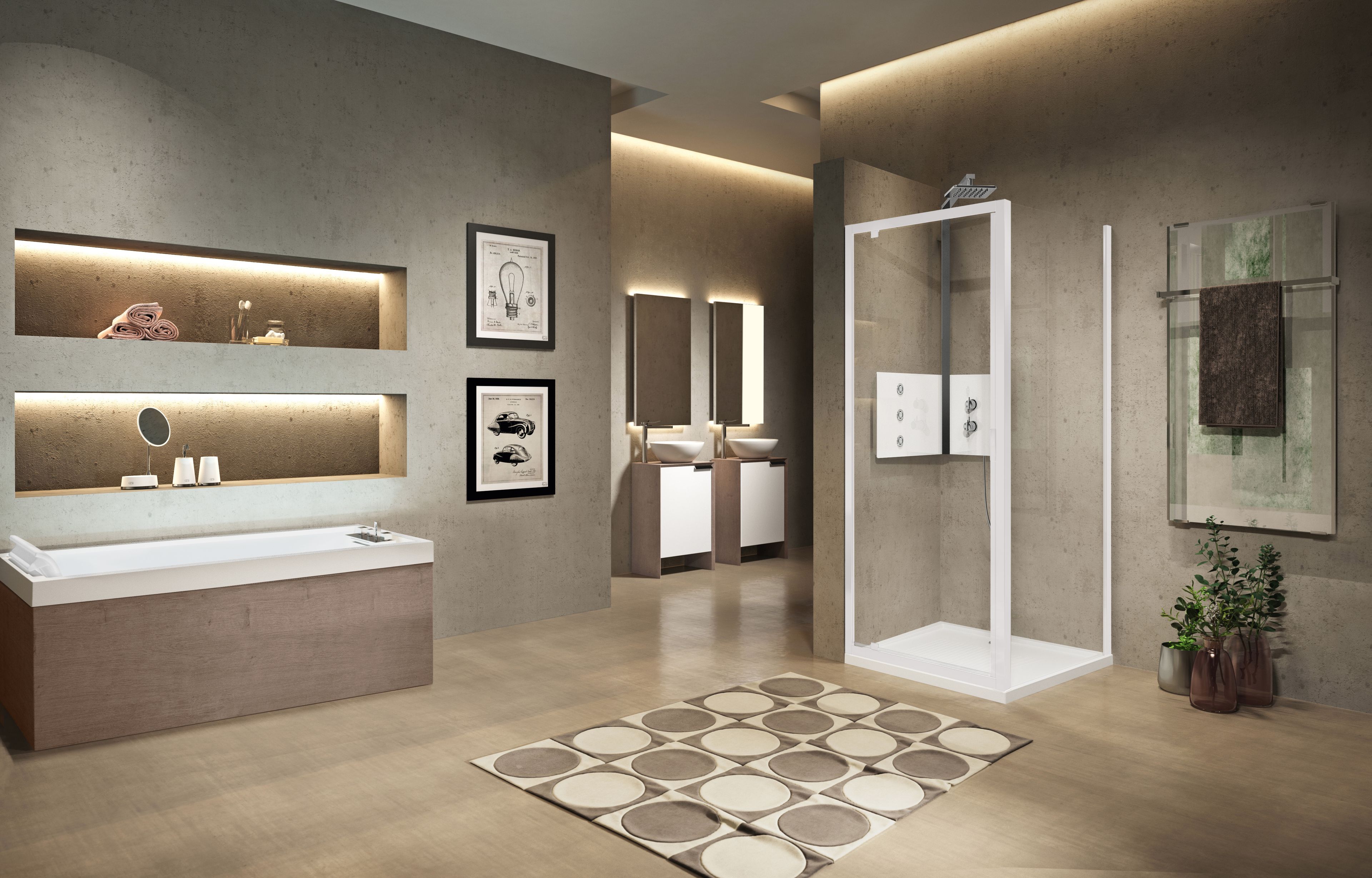 Угловая душевая кабина с распашной дверью Novellini Lunes ARCH-00136735 - Вид №2